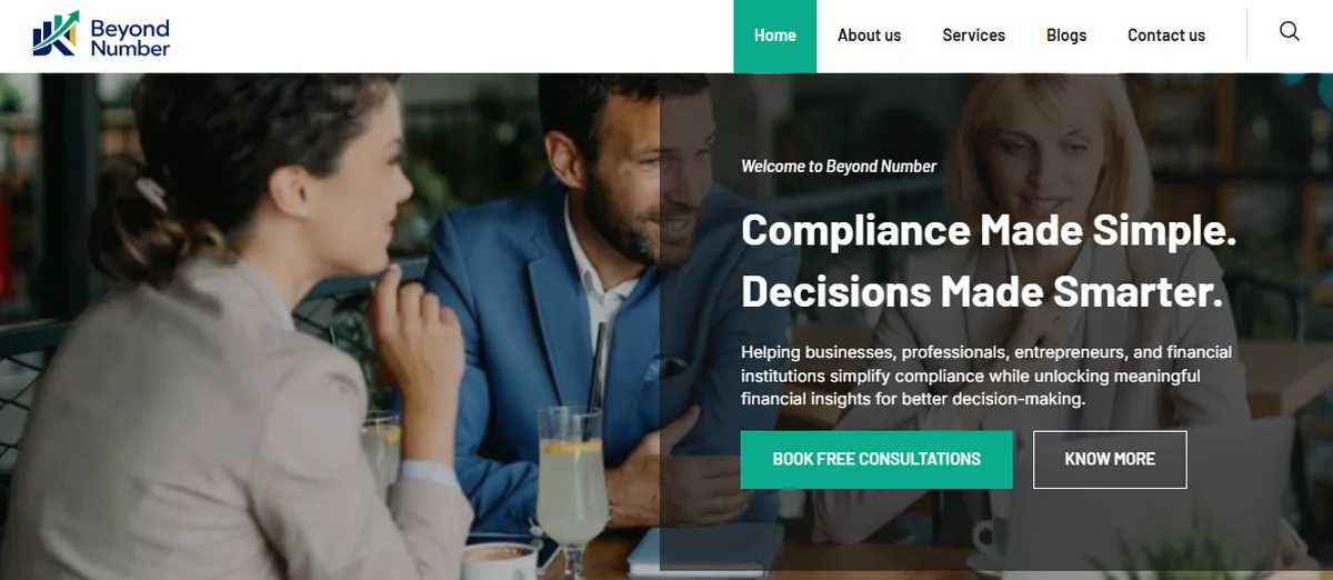 Beyond Number website homepage designed by Sysco Digital