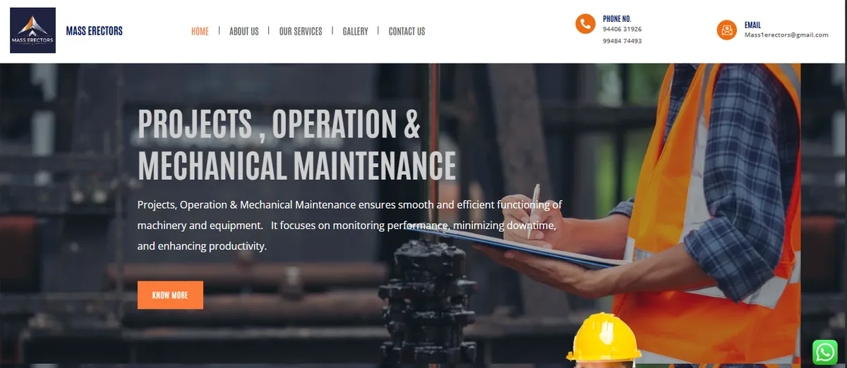 Mass Erectors website homepage designed by Sysco Digital